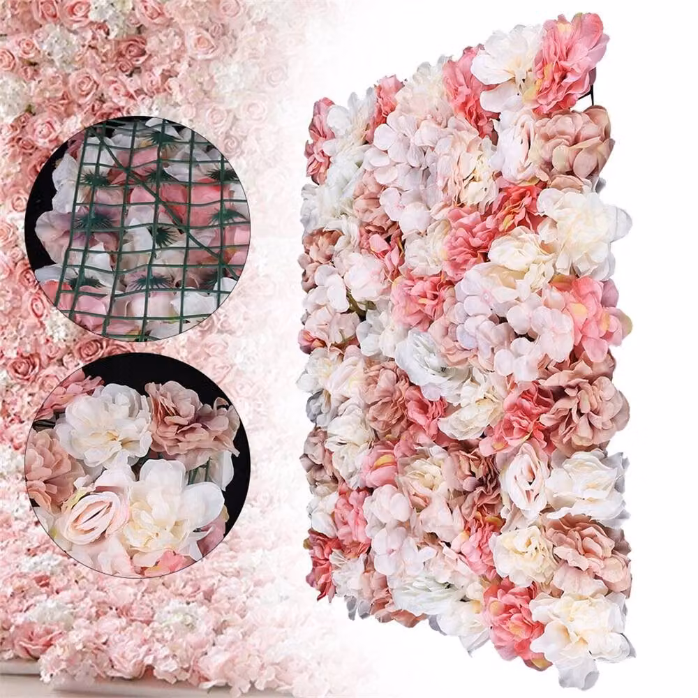 Nordara 6-Piece Pink Silk Hydrangea Flower Panel Wedding Backdrop Decor – 3