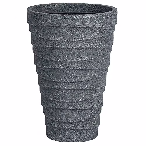 Strata Sankey Ash Effect Trojan Round Plastic Plant Pot, Grey, H 56 cm x W 38 cm x D 38 cm