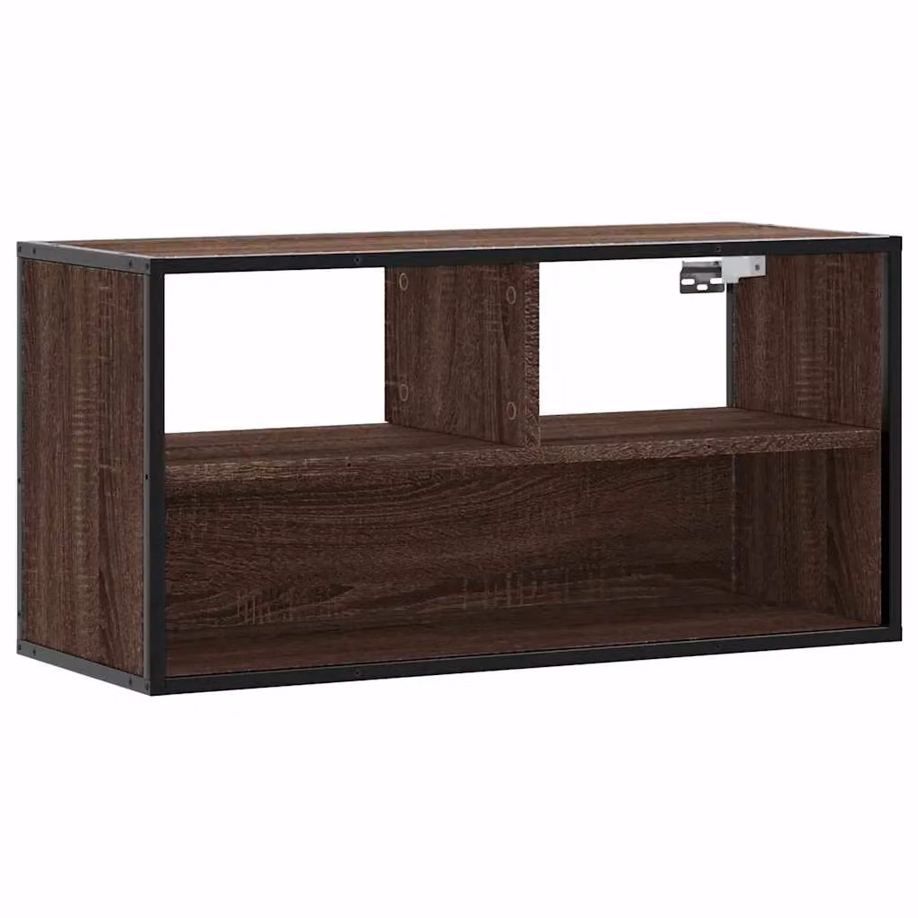 Berkfield Home Industrial TV Cabinet in Brown Oak, W/D/H: 80 x 31 x 39.5 cm – 2
