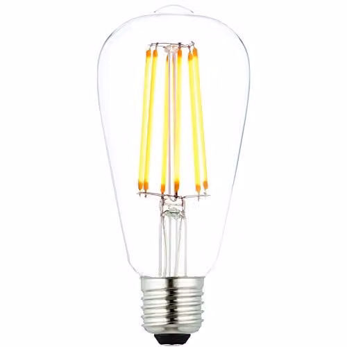 Loops E27 Dimmable LED Filament Light Bulb, 6W Warm White 1800K, Transparent Glass Pear Drop Lamp