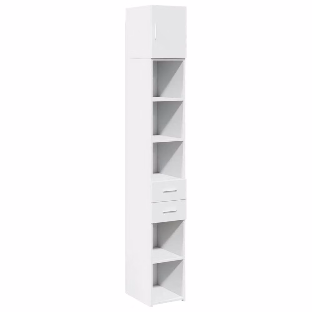 Berkfield Home Slim Freestanding Storage Cabinet in White, W/D/H: 30 x 42.5 x 225 cm