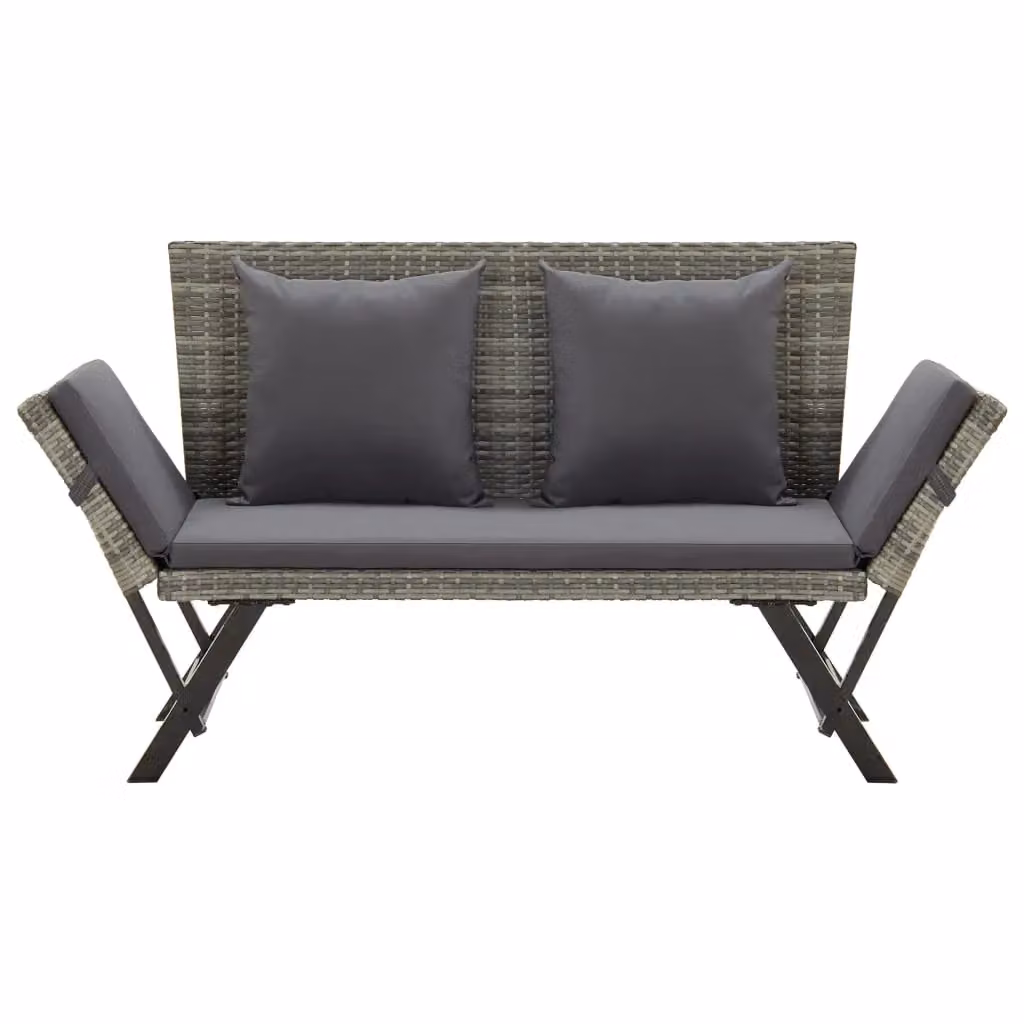 Berkfield Home Grey Poly Rattan Garden Bench with Cushions, Width: 176 cm – 2