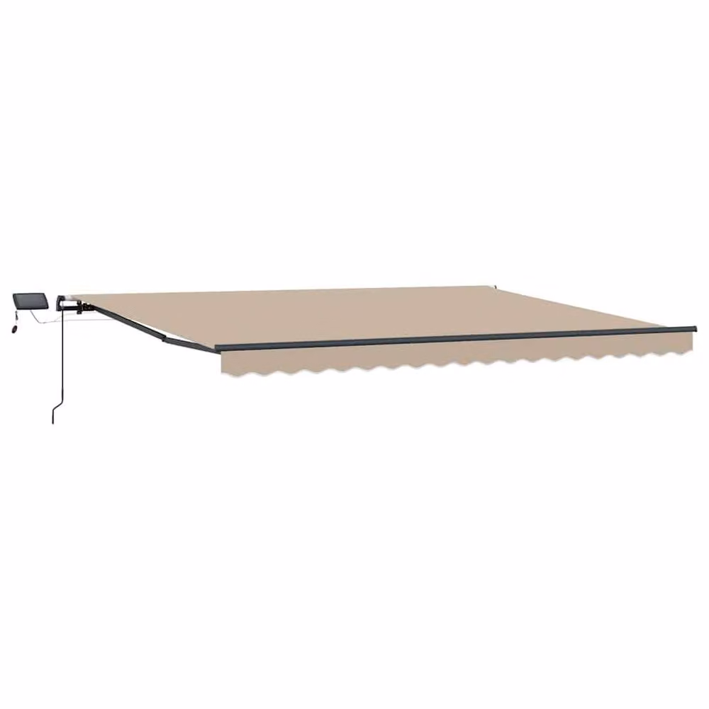 Berkfield Home Manual Retractable Folding Arm Awning with LED in Beige, W: 400 cm, D: 300 cm – 3