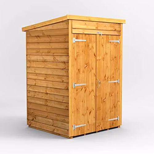Powersheds Premium Pent Overlap Wooden Shed with Double Doors in Brown – 1
