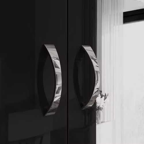 FWStyle Chilton Black Gloss 3 Door Mirrored Modern Wardrobe H 181 x W 120 x D 50 cm – 4