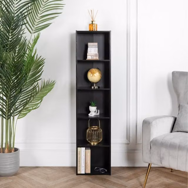 Home Treats 5-Cube Freestanding Bookshelf Storage in Black Beech Wood, W/D/H: 32 x 32 x 32 cm per cube
