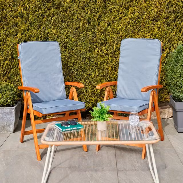 Icon High Back Indoor Outdoor Chair Cushion in Grey and Blue, Pack of 4