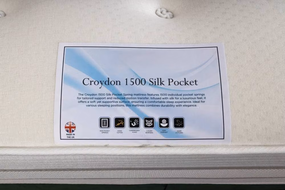UK Bed Furniture Croydon Silk 1500 Pocket Mattress in White, King Size (180 x 200 cm) – 2