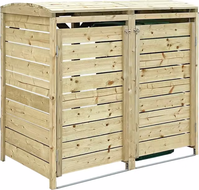 Charles Bentley FSC Spruce Wooden Wheelie Bin Storage Unit in Brown