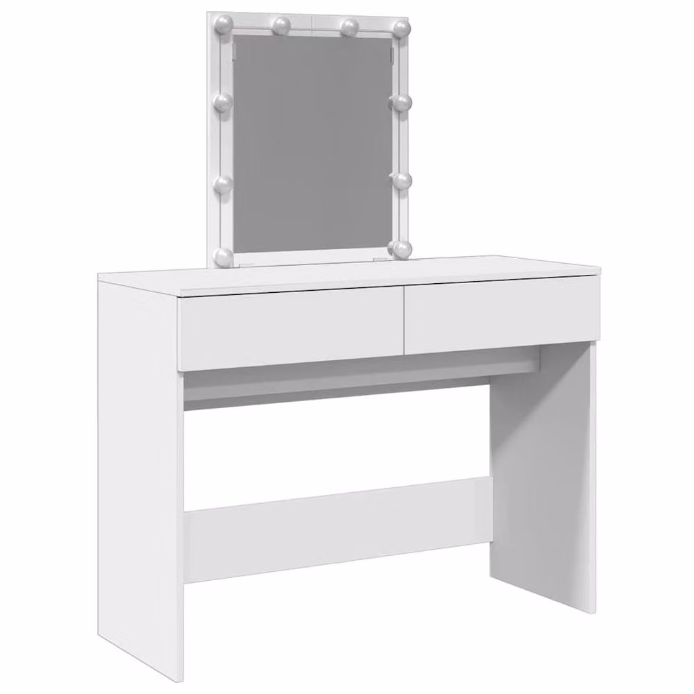 Berkfield Home Beautiful Modern Hollywood LED Dressing Table in White, W/D/H: 100 x 40 x 130 cm – 3