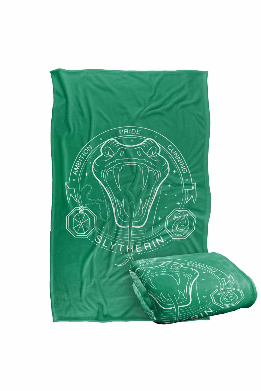 Warner Bros. Harry Potter Slytherin Badge Super Soft Silky Touch Throw Blanket in Green and Multicolour, Extra Large – 2