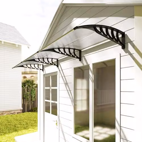 Outsunny Wall-Mounted Front Door Canopy Outdoor Awning Rain Shelter, Transparent, W: 96 cm, D: 27 cm, H: 303 cm – 7