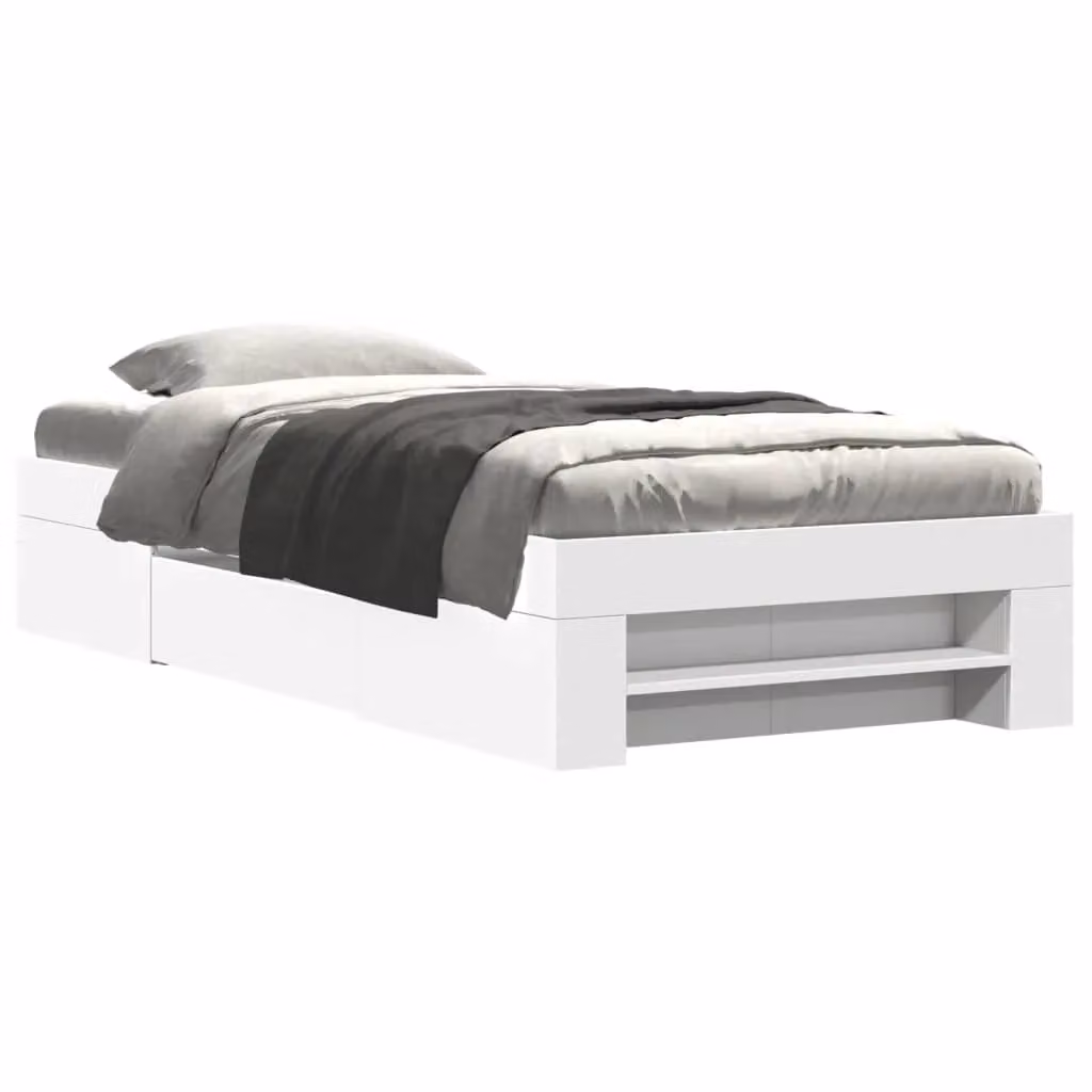 Berkfield Home Single Bed Frame in White, Engineered Wood, W/D/H: 90 x 190 cm – 2