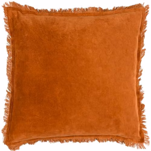 Riva Home Orange Cotton Velvet Square Cushion W/D/H: 45 x 45 x 45 cm