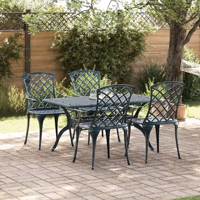 Berkfield Home Stackable Garden Chairs, Set of 4, Matt Green Powder Coated Cast Aluminium