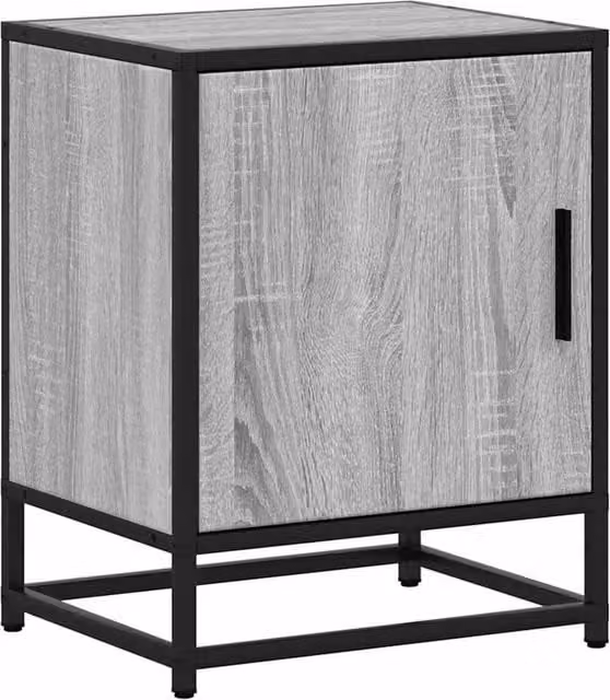 Berkfield Home Grey Sonoma Bedside Cabinet in Engineered Wood and Metal, W/D/H: 40 x 31 x 50 cm – 1