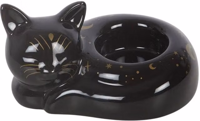 Something Different Black Ceramic Cat Tealight Holder – 1