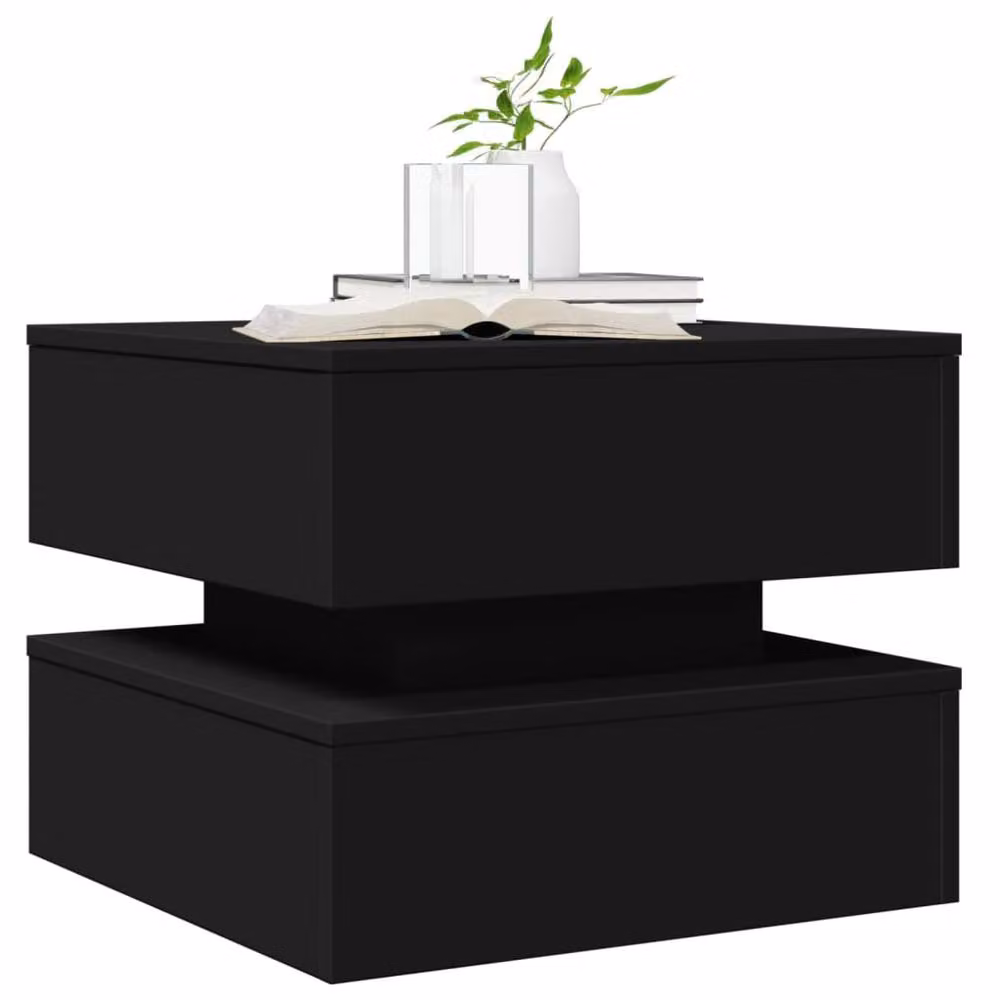 Berkfield Home Modern Black Coffee Table with LED Lights W/D/H: 50 x 50 x 40 cm – 5