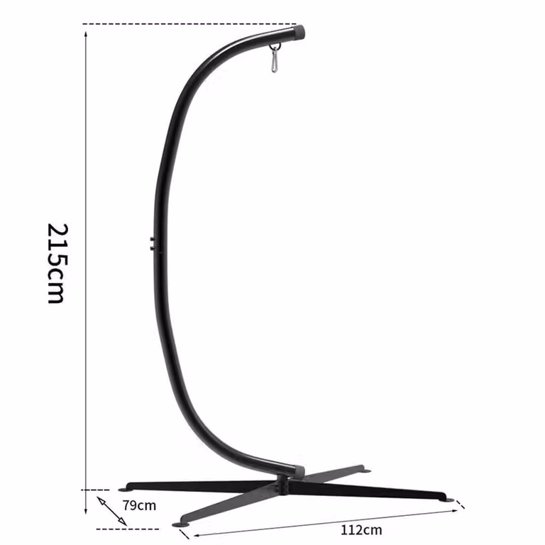 Nordara Premium Large Hanging Egg Chair Hammock Stand in Black with 136 kg Support Hook