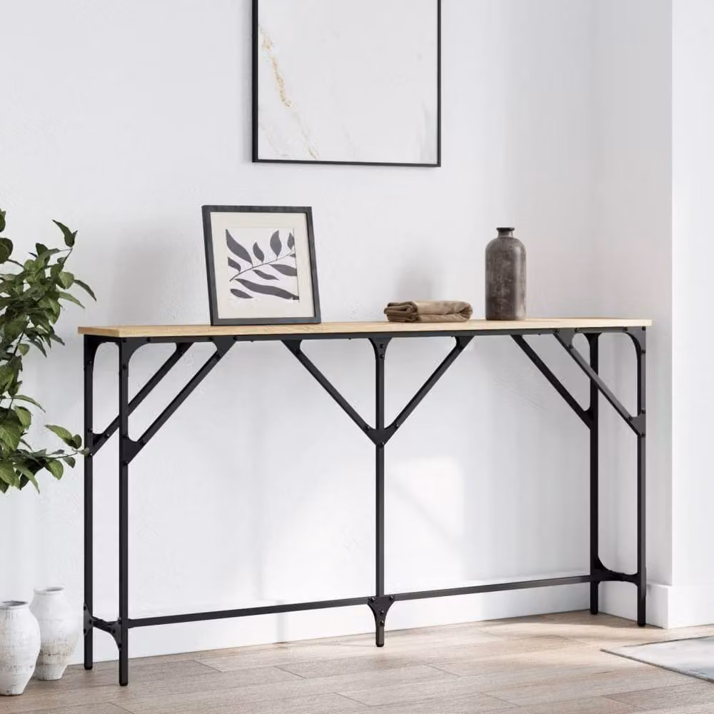 Berkfield Home Console Table in Sonoma Oak, Brown, W/D/H: 140 x 23 x 75 cm – 2