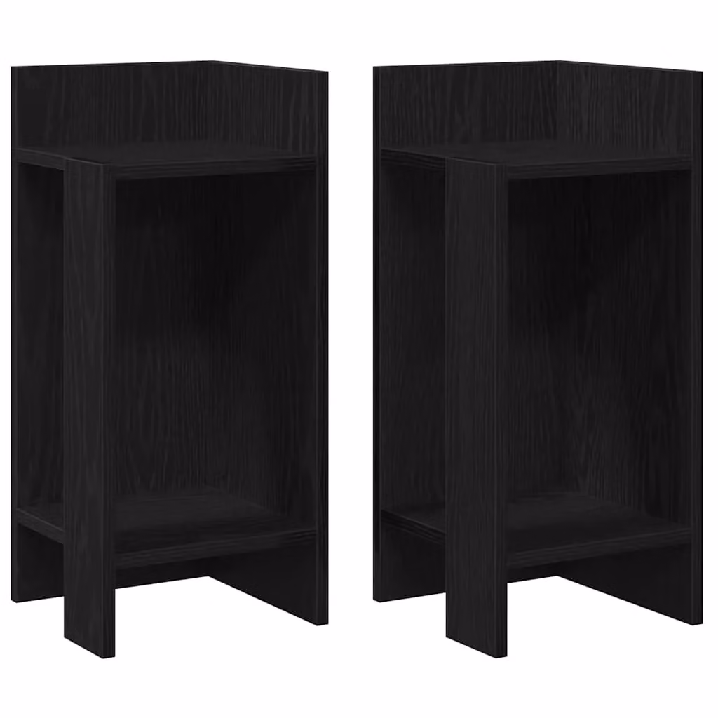 Berkfield Home Set of 2 Black Side Tables with Shelf, W: 25.5 cm, D: 27 cm, H: 60 cm – 2