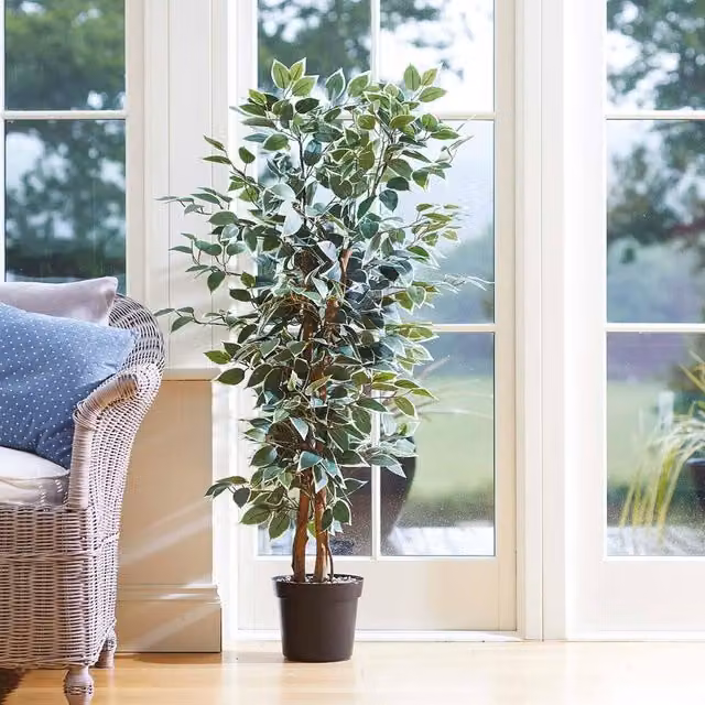 mysmartbuy Artificial Weeping Fig Plant, Green Faux Tall Houseplant Tree, H 130 cm x W 30 cm x D 30 cm – 1