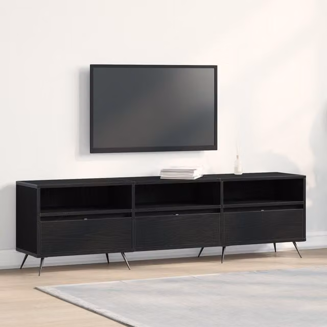 Berkfield Home Modern Matt Black TV Cabinet W/D/H: 150 x 30 x 44.5 cm