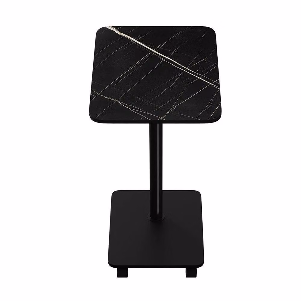 EONLION Black C-Shaped Sofa Side Table with Castors and Height Adjustment – 2