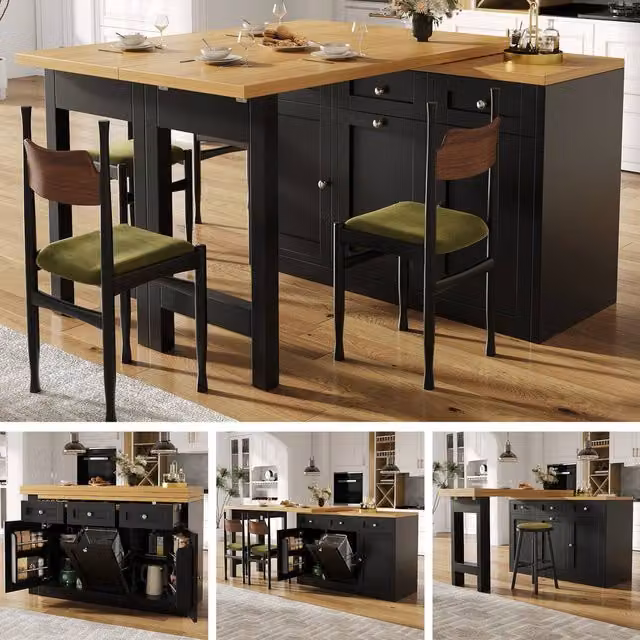 ModernLuxe Extendable Bar Table with Drawer and Shelf in Black, W/D/H: 120 x 40 x 76 cm