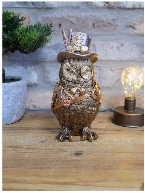 Gifts Direct 2 U Steampunk Owl Resin Decorative Figurine in Gold and Bronze-Effect – 1