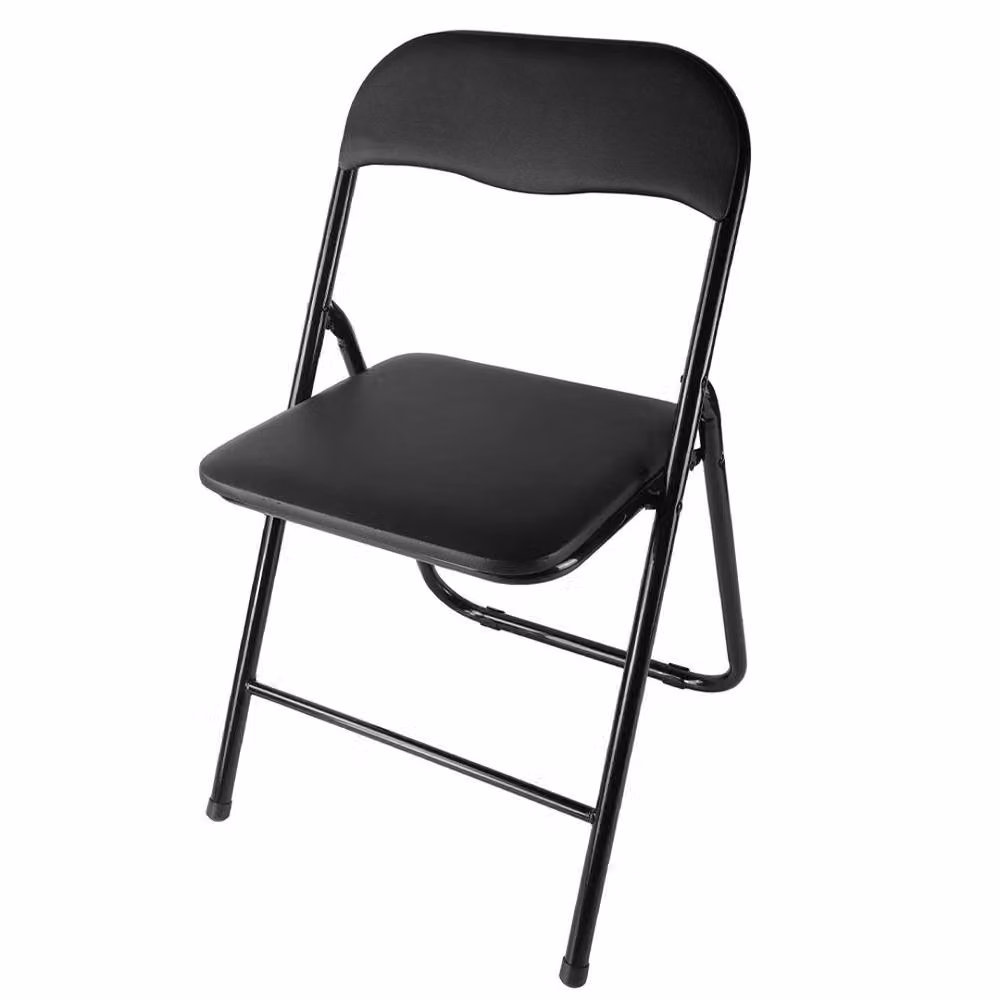 Ventryn Black Metal and Synthetic Leather Stackable Folding Chair – 5