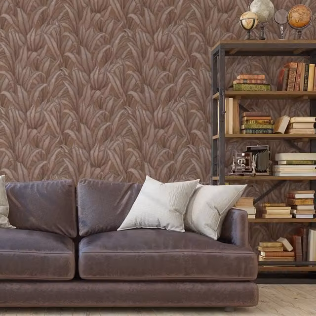 Erismann Botanical Floral Vinyl Wallpaper in Gold, Bronze and Brown