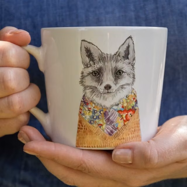 Mikasa Tipperleyhill Fox Print Bone China Mug, White, 380ml