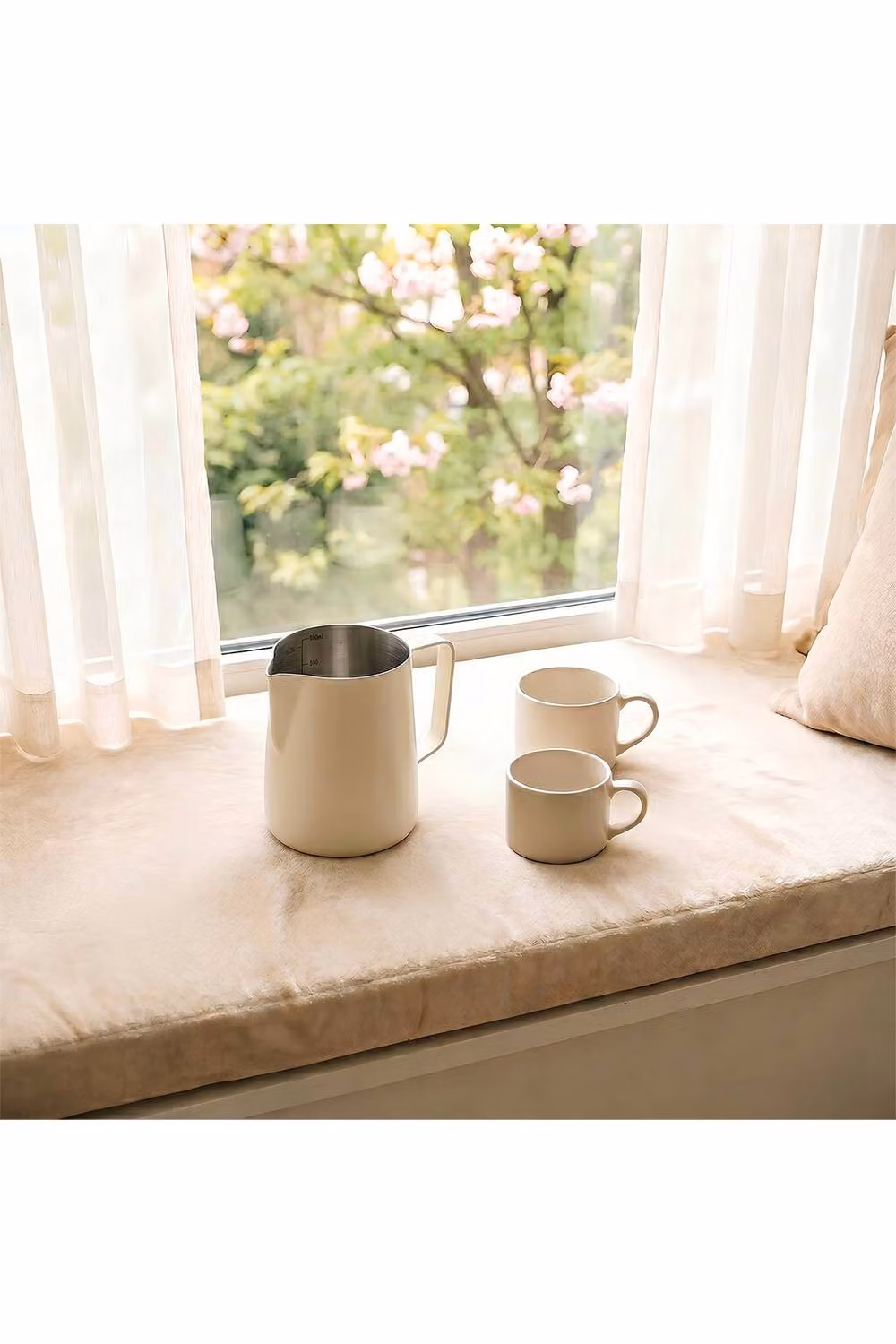 Living and Home 304 Stainless Steel Barista Pitcher with Precision Spout in Beige – 2