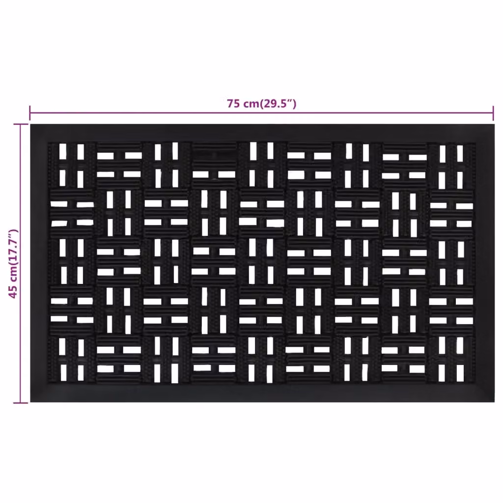 Berkfield Home Rectangular Rubber Door Mat, Black, W: 45 cm, L: 75 cm – 5