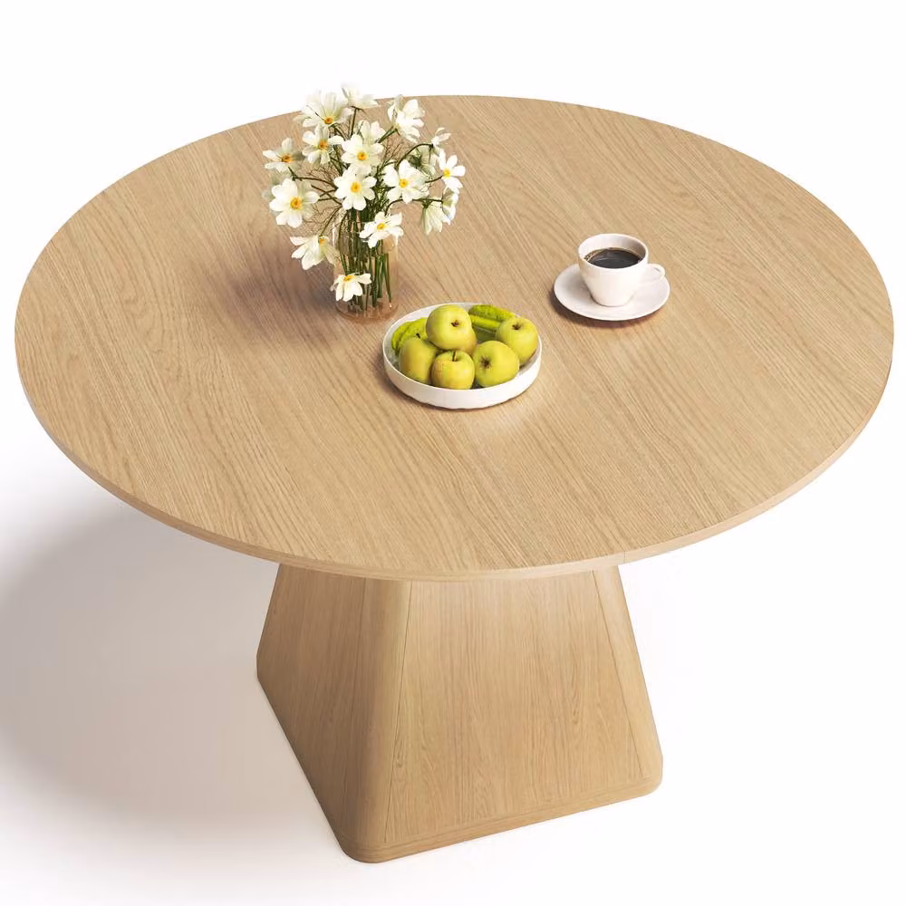 Dprodo Round Dining Table in Light Oak, Diameter: 120 cm, Height: 76 cm – 2