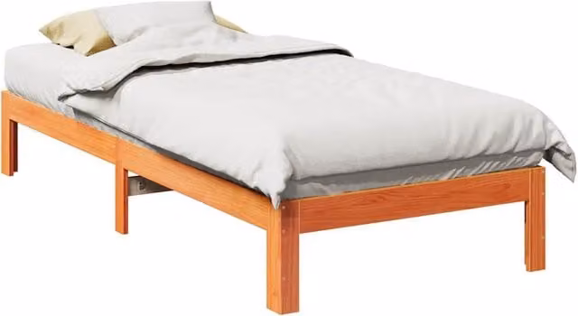 Berkfield Home Solid Wood Pine Bed Frame in Wax Brown, W: 80 cm, L: 200 cm