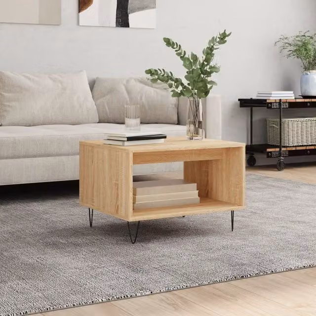 Berkfield Home Sonoma Oak Coffee Table in Brown, W: 60 cm, D: 50 cm, H: 40 cm – 1