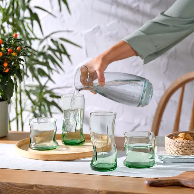 Pasabahce Aware Amorf 8-Piece Recycled Green Glass Tumbler Set