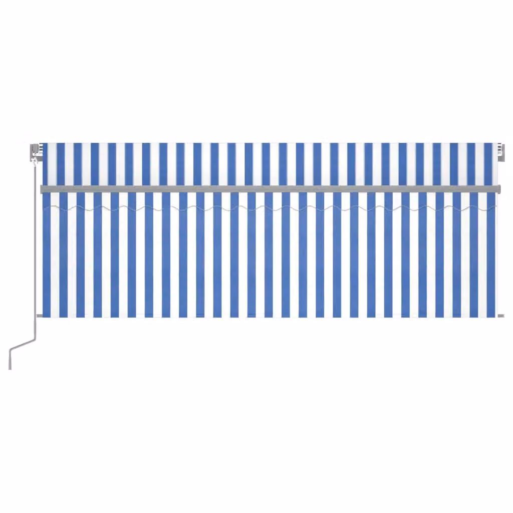 Berkfield Home Manual Retractable Awning with Blind and LED, Blue and White, W: 450 cm, D: 300 cm – 2