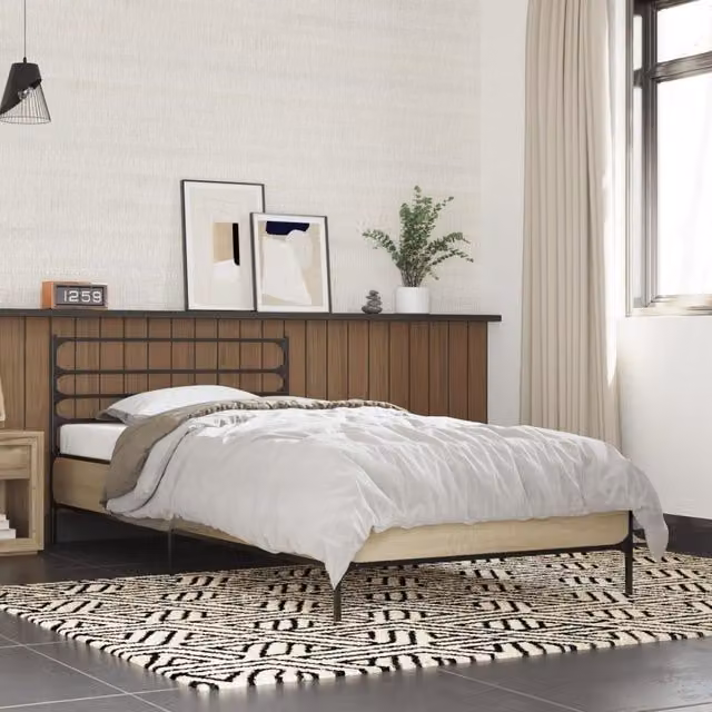 Berkfield Home Sonoma Oak Small Single Bed Frame in Brown, W/D/H: 75 x 190 cm – 1