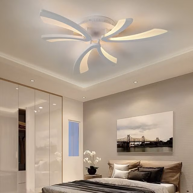 Livingandhome V-Shaped Dimmable LED Flush Ceiling Light, Silver and White, 30W