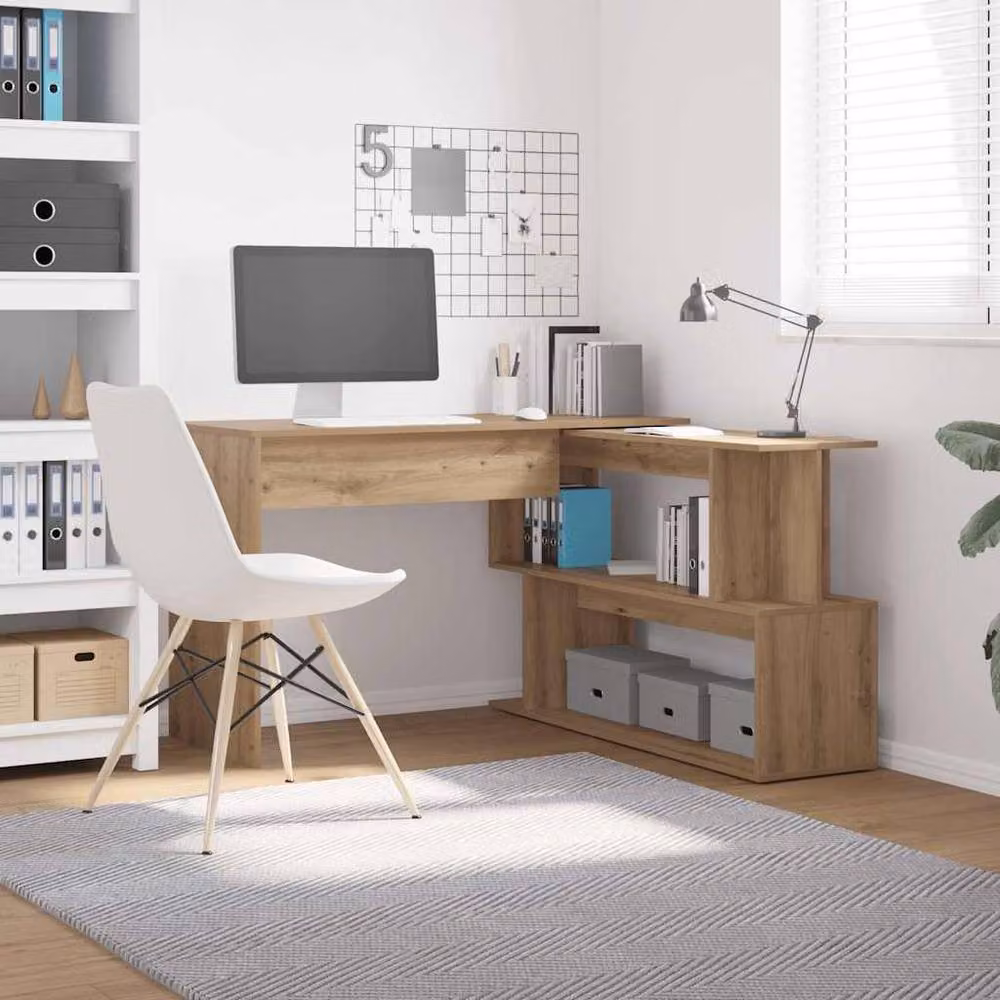 Berkfield Home Artisan Oak Corner Desk in Brown, W/D/H: 200.5 x 50 x 76 cm – 2