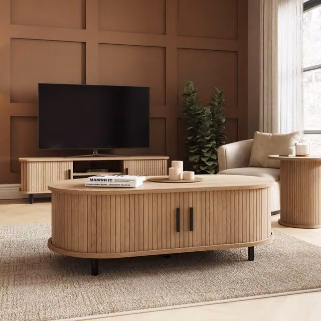 GFW Omari Oval Coffee Table in Light Oak