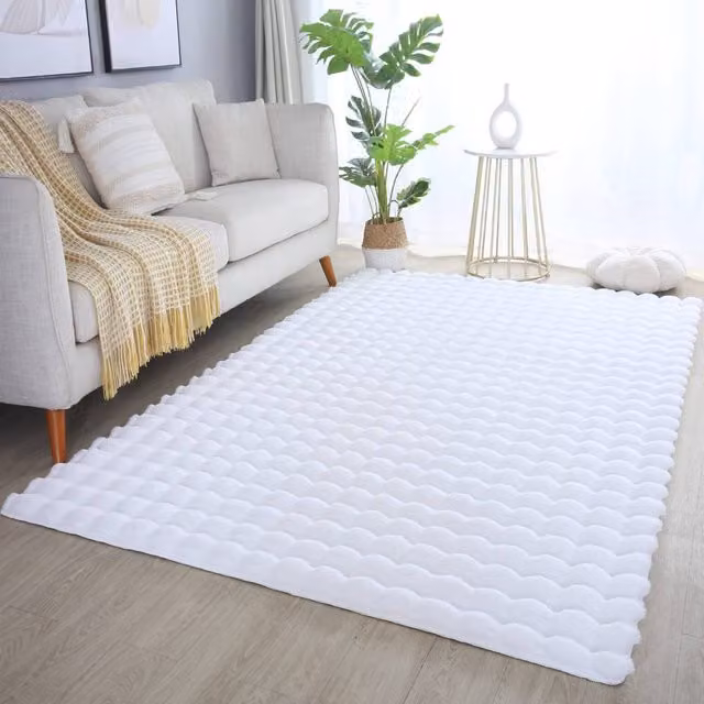 Desire Rugs Orbie Washable Modern Rectangular Area Rug in White, W/D/H: 160 x 120 cm