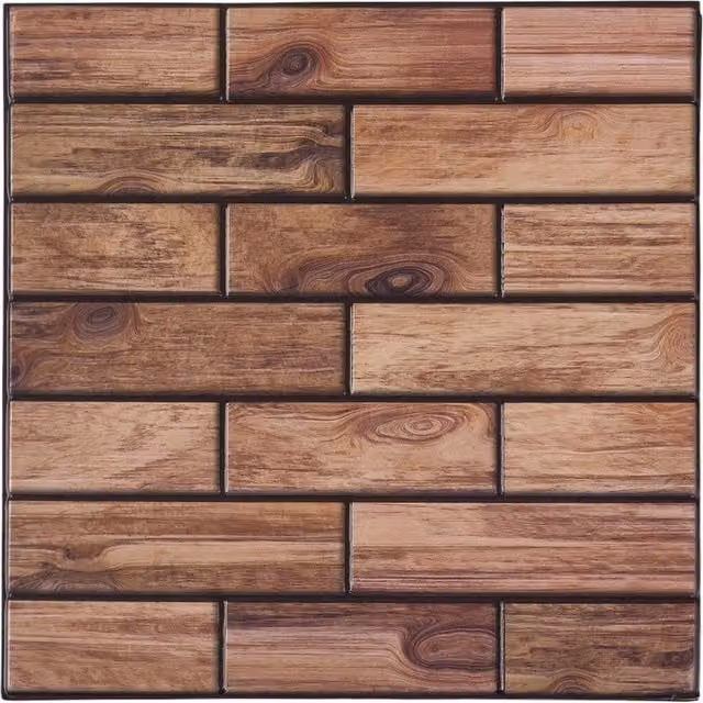 Livingandhome 10-Pack Brown 3D Self-Adhesive Faux-Tile Wall Stickers
