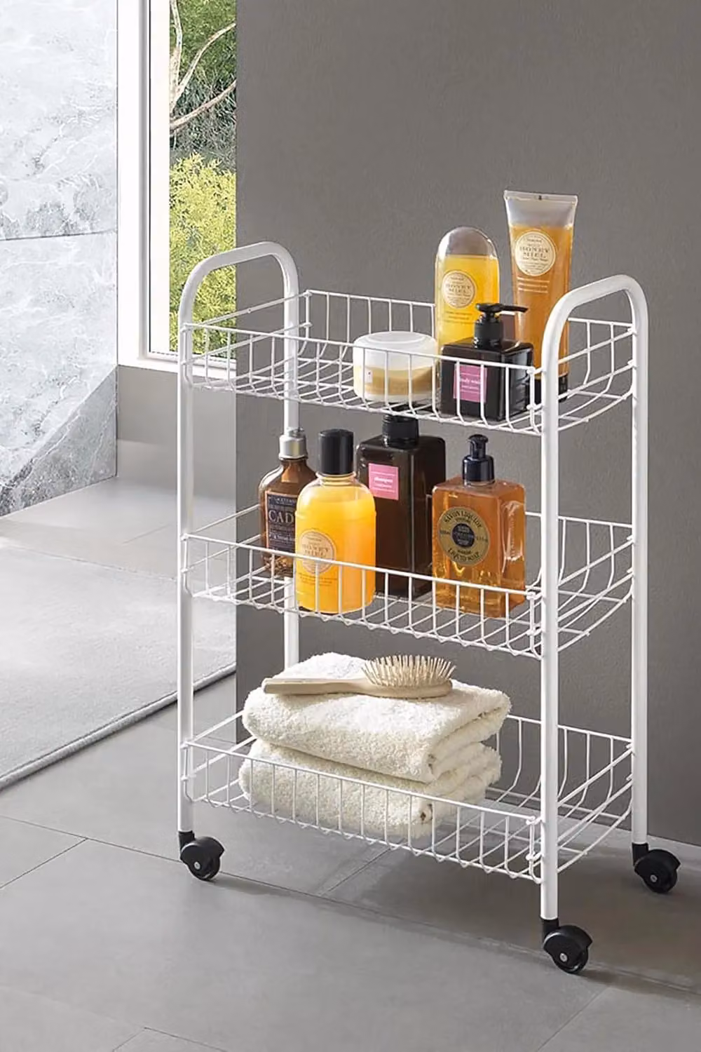 Metaltex Siena 3-Tier Metal Trolley with Wheels in White – 2