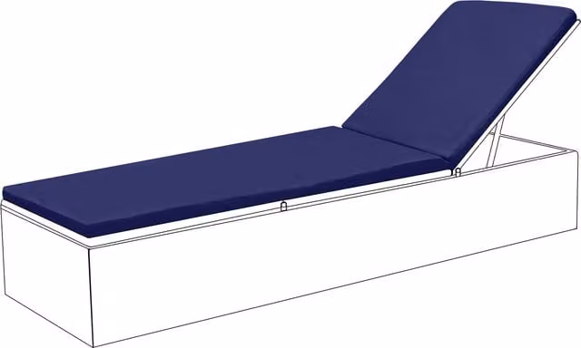 Gardenista Water Repellent Rectangular Outdoor Sun Lounger Cushion in Blue