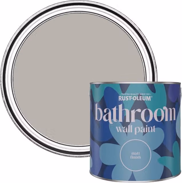 Rust-Oleum Matt Grey Water-Based Dispersion Paint for Bathroom Walls and Ceilings
