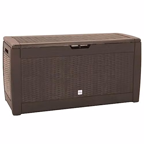 vidaXL Brown Plastic Garden Storage Box W/D/H: 119 x 48 x 60 cm – 1